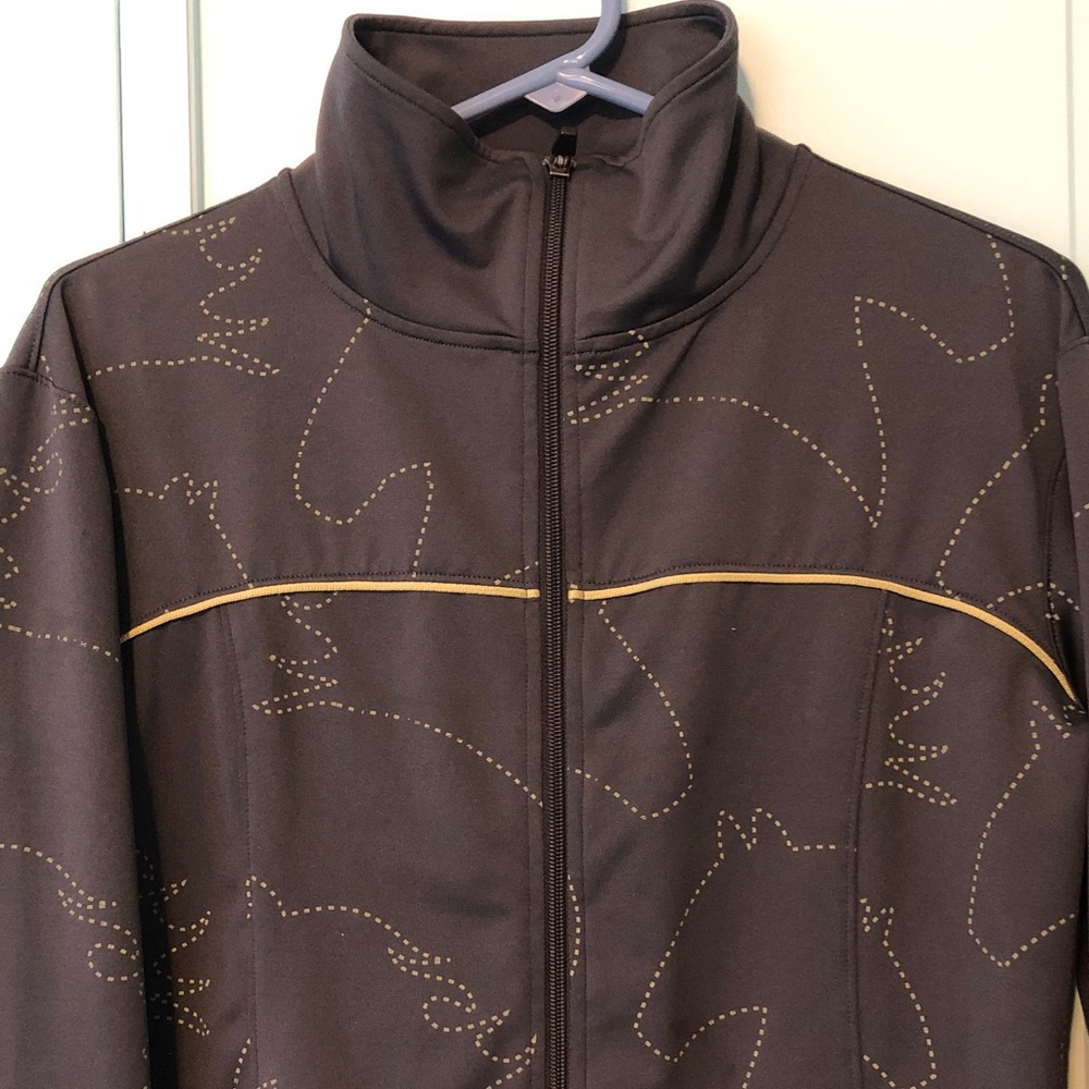 Gray Horseman Wear  Zip-Up Jacket with beige Accent